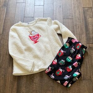Holiday Time Cream and Black Pajama Set Festive Comfort
